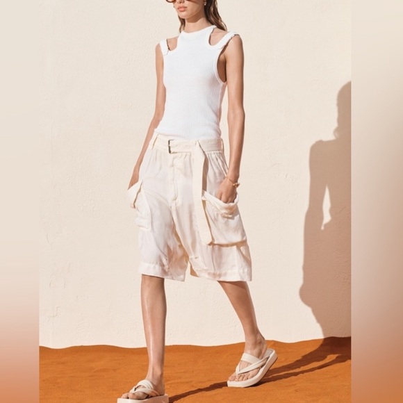 Zara SRPLS BRMD Bermuda cargo shorts w/ belt - Picture 2 of 8